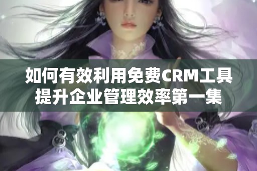 如何有效利用免费CRM工具提升企业管理效率第一集