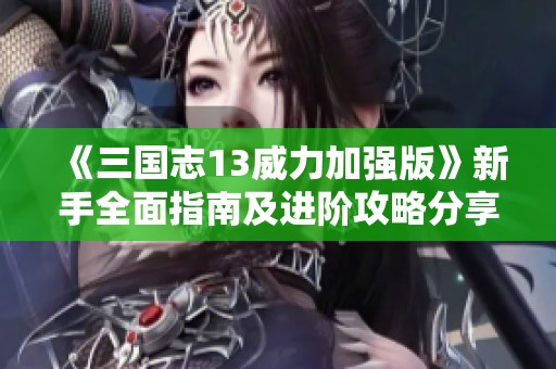 《三国志13威力加强版》新手全面指南及进阶攻略分享