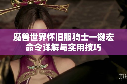 魔兽世界怀旧服骑士一键宏命令详解与实用技巧