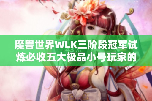 魔兽世界WLK三阶段冠军试炼必收五大极品小号玩家的提升捷径