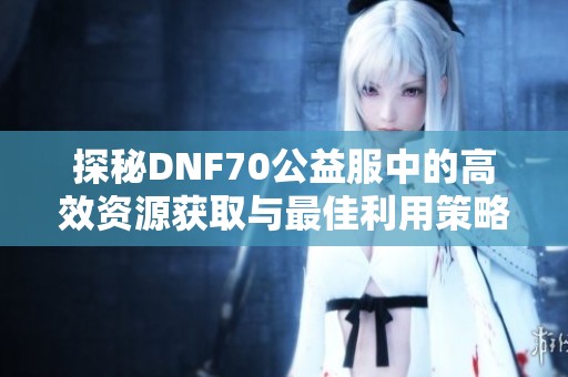 探秘DNF70公益服中的高效资源获取与最佳利用策略